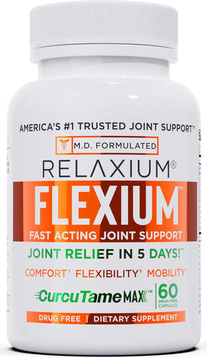 Relaxium Relaxium Flexium Fast Acting Joint Support Drug- with CurcuTame Blend Supports Joint Flexibility and Function 60 Capsules