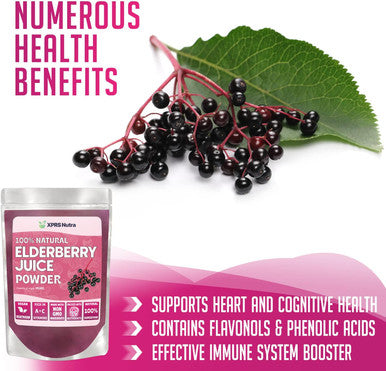 Xprs Nutra Elderberry Juice Powder - Elderberry Powder Organic Fruit Juice Mix - Powdered Elderberries Supplement Rich In Vitamins A And C (8 Oz)