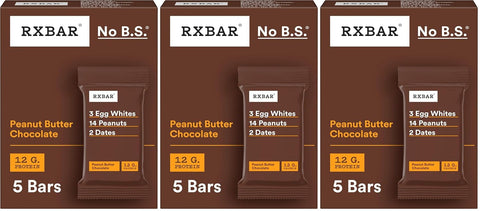 RXBAR Protein Bars, Protein Snack, Snack Bars, Peanut Butter Chocolate, 9.1oz Box (5 Count)