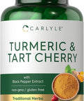 Carlyle Turmeric and Tart Cherry Capsules | 120 Count | with Bioperine | Vegetarian Non-GMO Gluten Supplement