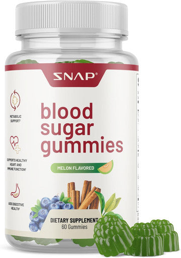 Snap Supplements Blood Sugar Gummies Support Already Healthy Blood Sugar Levels Cinnamon Bark And Blueberry Fruit Extract Natural Melon Flavor 60 Gummies