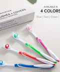 Avistar 120 Pack Bulk Toothbrushes W/Cover Caps Individually Wrapped Disposable Travel Toothbrush Value Size Long Lasting 3 Months Med-Soft Manual Teeth Brush Bristles 4 Colors (Red Green Blue Pink)