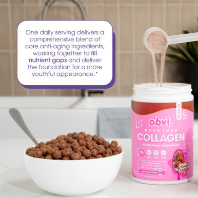 Obvi More Than Collagen Powder | Supports Healthy Hair Skin Nails Joints Gut | Grass-Fed Multi Collagen Supplement with Hyaluronic Acid Biotin Keratin | Cocoa Cereal 30 Servings