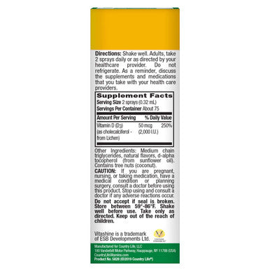 Country Life - Vegan Vitamin D3 Spray Vanilla Bean 2000 Iu 0.81 Fl. Oz. 177074