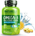 NATURELO Omega-3 Fish Oil Supplement - EPA + DHA - 1100 mg Triglyceride Omega-3 per Gel - One A Day - for Heart, Eye, Brain, Joint Health - No Burps - Lemon Flavor - 120 Softgels | 4 Month Supply