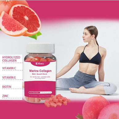 Marine Collagen Gummies- Multi-Benefit Blend Of Vitamin Collagen Gummies For Healthy Skin Support With Vitamin C, Zinc, And Biotin, Hydrolyzed Collagen.(2 Pack)