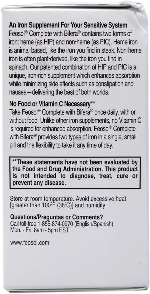 Feosol Bifera Hip & Pic Iron Supplement Complete - 30 Caplets Pack Of 3