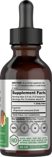 Cayenne Pepper Liquid Extract 2 fl oz Low Alcohol Supplement Vegetarian Non-GMO Gluten Free by Horbaach