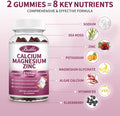 Calcium Magnesium Zinc Gummies With Magnesium Glycinate 200Mg, Potassium, D3, Sea Moss, Calm Mood & Sleep Support- Kids & Adults 2 Pack