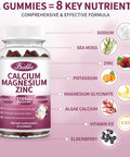Calcium Magnesium Zinc Gummies With Magnesium Glycinate 200Mg, Potassium, D3, Sea Moss, Calm Mood & Sleep Support- Kids & Adults 2 Pack