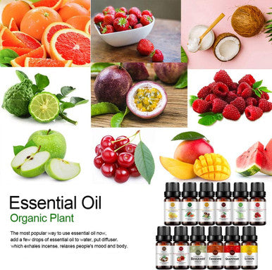 Top 12 Fruit Essential Oil Gift Set 100% Pure Aromatherapy Essential Oil (Grapefruit, Bergamot, Tangerine, Lemon, Strawberry, Red Raspberry, Mango, Coconut, Passion Fruit, Apple, Cherry, Watermelon)
