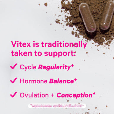 Pink Stork Vitex Supplement for Women - 1000 mg Organic Chaste Tree Berry to Support Hormone Balance for Women - Fertility Supplements for Ovulation and Conception - 60 Capsules