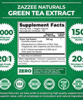 Zazzee Extra Strength Green Tea 20:1 Extract, 6000 Mg Strength, 50% Egcg, 98% Polyphenols And 80% Catcehins, 150 Vegan Capsules