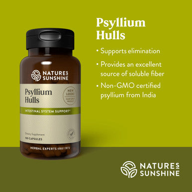 Nature'S Sunshine Psyllium Hull, 100 Capsules | Organic Intestinal System Support Is High In Soluble Fiber Which Facilitates The