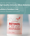 Eva Naturals AntiAging Retinol Cream For Face AntiWrinkle Retinol Moisturizer Day Night Face Cream With Hyaluronic Acid Vitamin E For Women and Men Reduce Fine Lines Dark Spots 2 oz