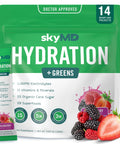 Skymd Hydration Greens Electrolytes Powder Packets Low Sugar 15 Calories 12 Vitamins & Minerals Sodium 28 Superfoods For Gut Health Wild Berry 14 Sticks