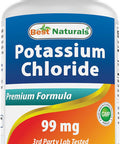 Best Naturals Potassium Chloride Supplement 99mg 400 Tablets - 3rd Party Lab Tested