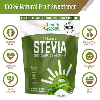 Health Garden Stevia Sweetener Powder - 4:1 Sugar Substitute - All Natural - Gluten - Keto Friendly - Tastes Like Sugar (2 Lbs)