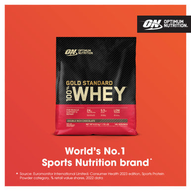 Optimum Nutrition Gold Standard 100% Whey Muscle Building And Recovery Protein Powder With Naturally Occurring Glutamine And Bcaa Amino Acids Double Rich Chocolate Flavour 146 Servings 4.53 Kg
