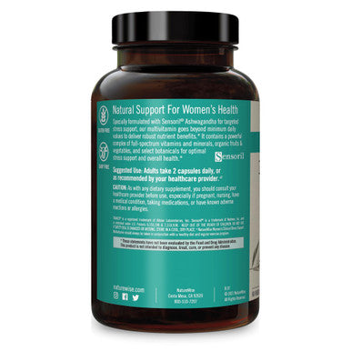 Naturewise Women S Stress Support Multivitamin & Minerals Whole Food Complex With Sensoril Ashwagandha, Probiotics For Energy