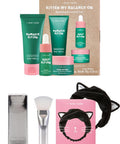 I Dew Care Skincare Set - Kitten My Balance On + Soft Silicone Face Mask Brush + Face Wash Headband - Black Cat Bundle
