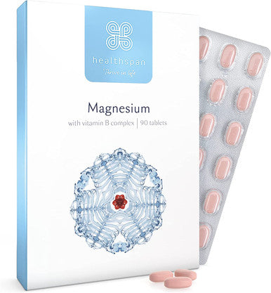 Healthspan Magnesium 375mg (90 Tablets) | Added Vitamin C & Vitamin B Complex | Promotes Immune Health | Support Your Bones, Teeth, Muscles & Nervous System | Vegan