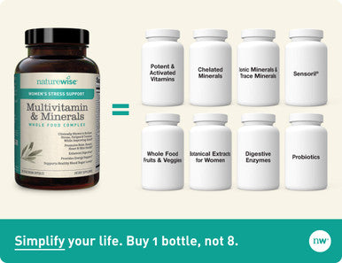 Naturewise Women S Stress Support Multivitamin & Minerals Whole Food Complex With Sensoril Ashwagandha, Probiotics For Energy