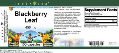 Terravita Blackberry Leaf - 450 Mg (100 Capsules, Zin: 512747)