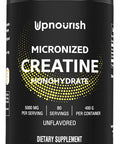 Upnourish Micronized Creatine Monohydrate Powder 400 G - Unflavored Vegan For Pre Workout, Muscle Building Pure Women And Men Instantized Supplement, 80 Servings 14.1096 Ounce
