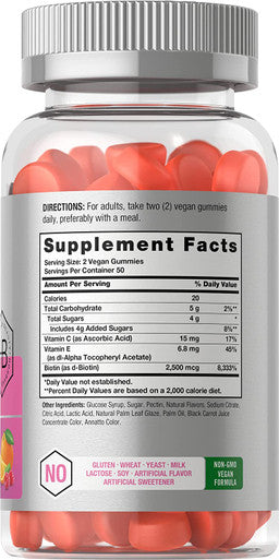 Hair Skin and Nails Gummies 100 Count with Biotin Fruit Flavored Vitamins Non GMO Gluten Free by Horbaach