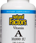 Natural Factors Vitamin A 10000 IU Supports Healthy Bones Teeth Vision and Skin 180 softgels 180 servings