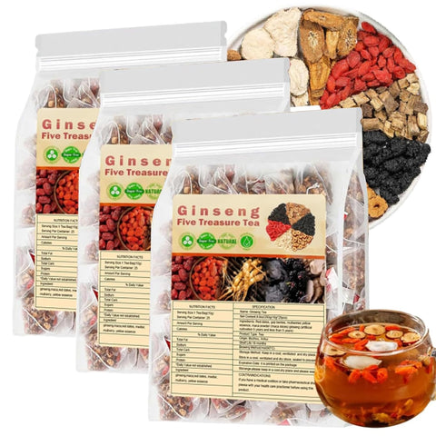 Ginseng & Mulberry Herbal Tea, Ginseng Five Treasure Tea, Kidney Teas Formula Five Treasure Red Date Natural Chinese Herbal Teas, te de riÃƒÂ±on Saludable Organica (1Pack(25Bags))