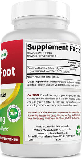 Best Naturals Beet Root Powder 500 mg 180 Capsules (180 Count (Pack of 2))
