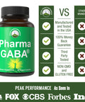 Pharma Gaba Vegan Capsules. Ultra High Purity All Natural Patented Gaba Supplement. Non-Drowsy Support For Calm Mind, Mental