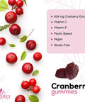 Nature's Nutrition Cranberry Gummies 5X Extract, Urinary Tract Health Support - Vitamin C for Immune Support, Non-GMO, Gluten Free Cranberry Concentrate Supplement Pills for Men & Women - 60 Gummies