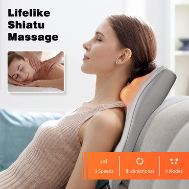 Neck And Shoulder Massager With Heat, Shiatsu Massage Pillow With 3D Deep Tissue Kneading For Back Legs Foot Body Pain Relief,At Home Office Car, For Mom&Dad