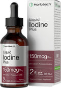Liquid Iodine Solution Drops | 2 fl oz | 150 mcg | Iodine & Potassium Iodine Supplement | Vegetarian, Non-GMO, Gluten Free Liquid Tincture | by Horbaach