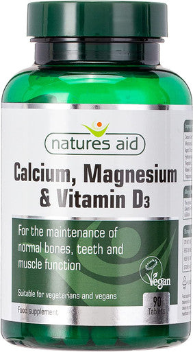 Natures Aid Calcium Magnesium and D3 Helps Maintain Normal Bones Teeth and Muscle Function Vegan 90 Tablets