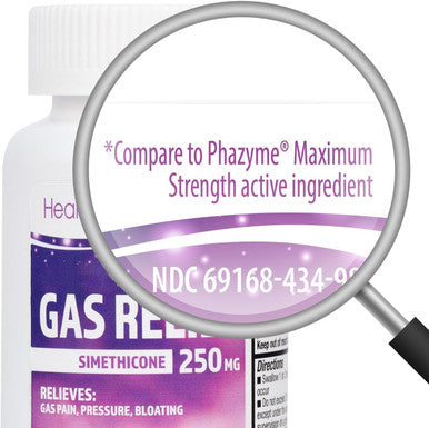 HealthA2Z Gas Relief Simethicone 250mg Fast Acting Gas Relief Bloating Pressure Discomfort