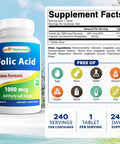Best Naturals Folic Acid 1000 mcg (Vitamin B9) 240 Tablets