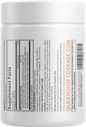 Codeage Multi Collagen Protein Capsules 5 Types, Ashwagan Withania Somnifera & Organic Amla Berry + SBO Probiotic Blend 50 Billion CFU Bundle, Lactobacillus Plantarum, Bacillus Subtilis, Non-GMO