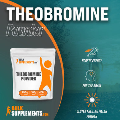 BulkSupplements Theobromine Powder - Dietary Supplement for Energy Support - Unflavored, - 250mg s, 400 Servings (100 Grams - 3.5 oz)
