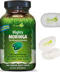 Irwin Naturals Mighty Moringa 1,000 Mg With Chia Coconut Hemp Avacado & Omega Superfoods - 60 Liquid Softgels With Pill Case