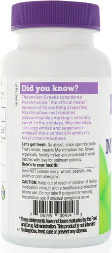 Oregons Wild Harvest Marshmallow Organic Herbal Supplement 90 Count