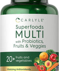 Carlyle Fruits and Veggies Supplement | 120 Count | Superfood Multivitamin with Probiotics | Made with 20 Fruits and Vegetables | Non-GMO & Gluten Supplement