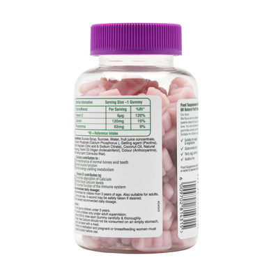 Chewy Vites Kids Calcium and Vitamin D3 60 Kids Calcium Gummies Help Support Healthy Bones and Teeth 2 Months Supply Real Fruit Juice Vegan Age 3 + Strawberry Flavour