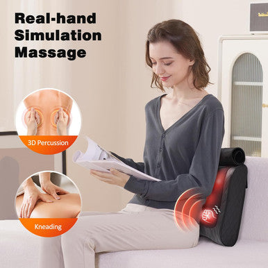 Back Massager With Heat, Percussion & Shiatsu 2-In-1 Massager For Lower Back Pain Relief, 3D Deep Tissue Kneading Massage Pillow For Back, Waist, Leg, Foot Relax, Gifts For Dad R9 V11