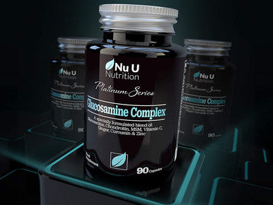 Glucosamine and Chondroitin, MSM, Vitamin C, Ginger, Turmeric Curcumin & Zinc | 90 Glucosamine Sulphate Capsules | Platinum Series by Nu U Nutrition Made in The UK