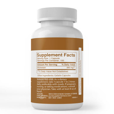 PURE ORIGINAL INGREDIENTS Bromelain, (100 Capsules) Always Pure, No Additives Or Fillers, Lab Verified
