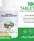 Maxi Health Chewable Calcium Complex - Support Healthy Bones - Vanilla Flavor - 180 Chewies - Kosher